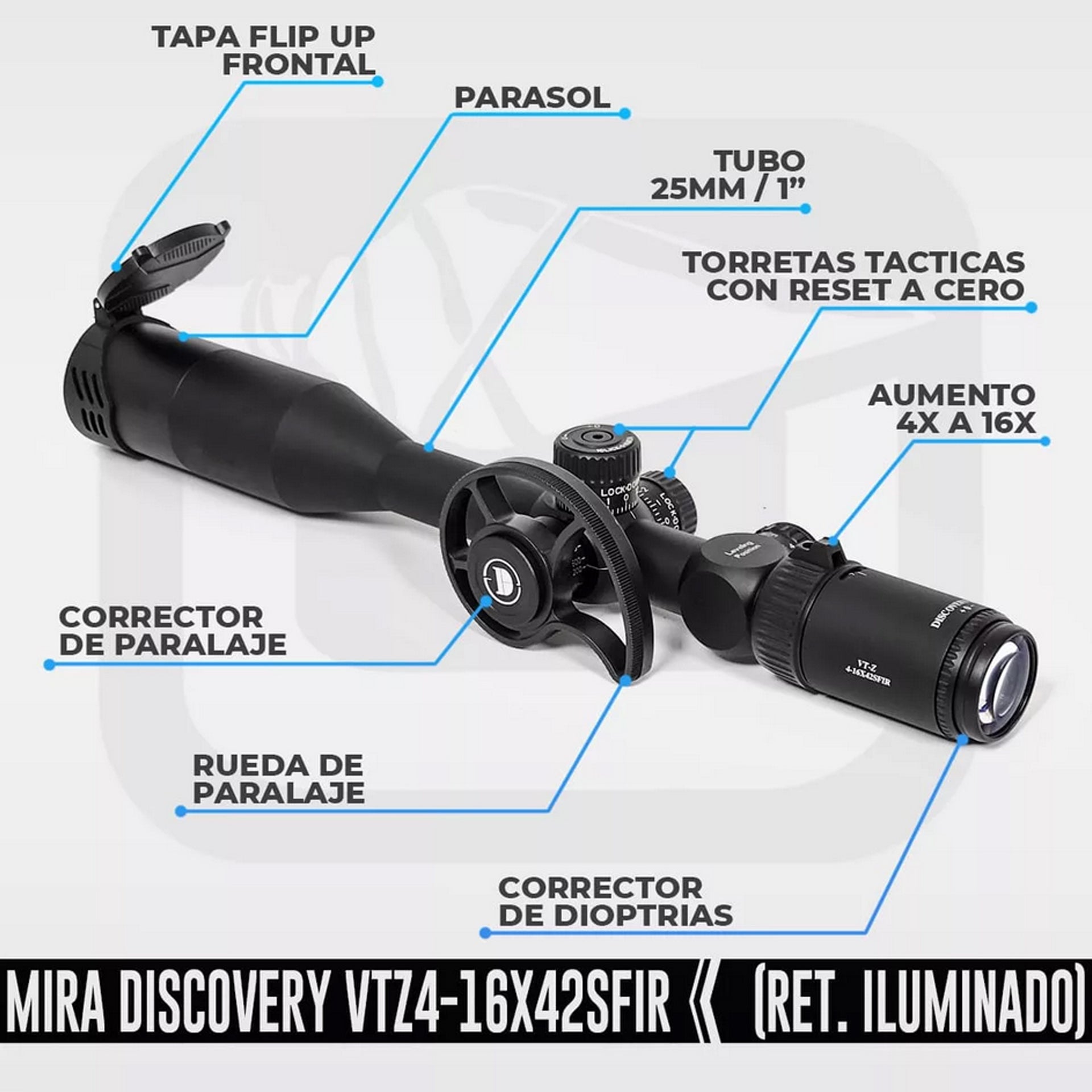 ✓Mira Telescopica Discovery VTZ 4-16X50 SF – Caceria Beagle Chile