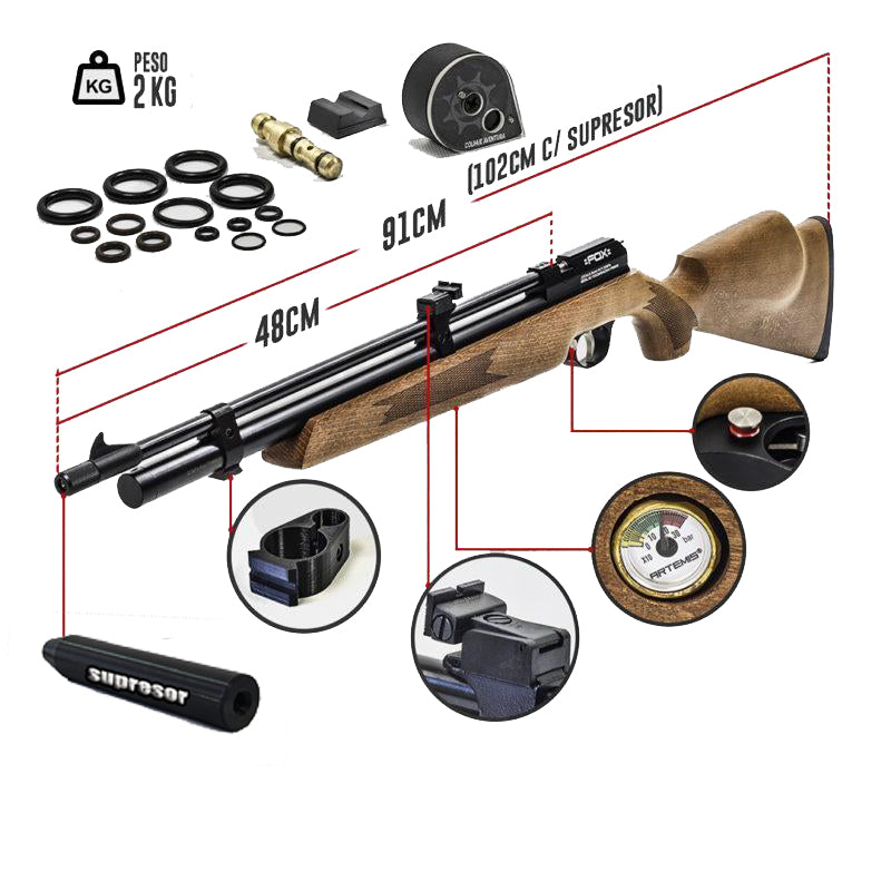 Pack Avanzado Rifle Pr900 | Supresor | Cargador de 12 | Abrazadera | Postones | Bombin | Mira