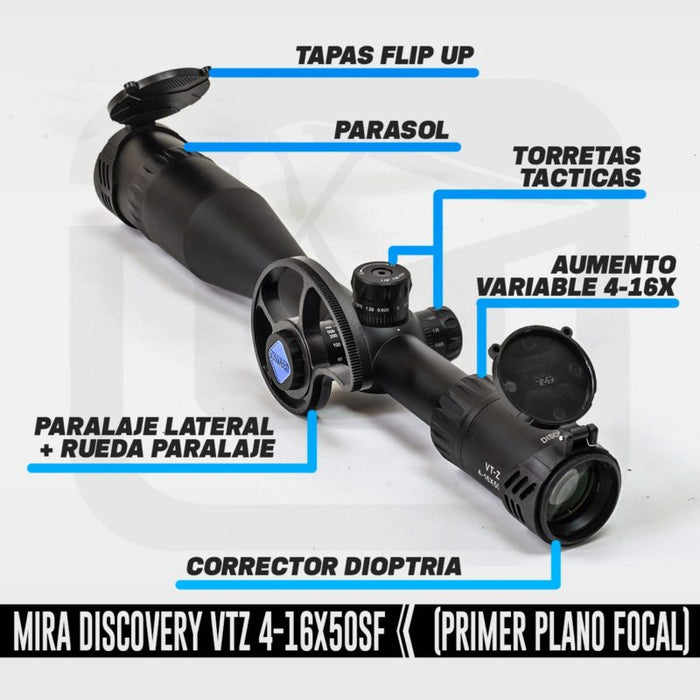 Mira Táctica Discovery VTZ 4-16X50 SF PRIMER PLANO FOCAL