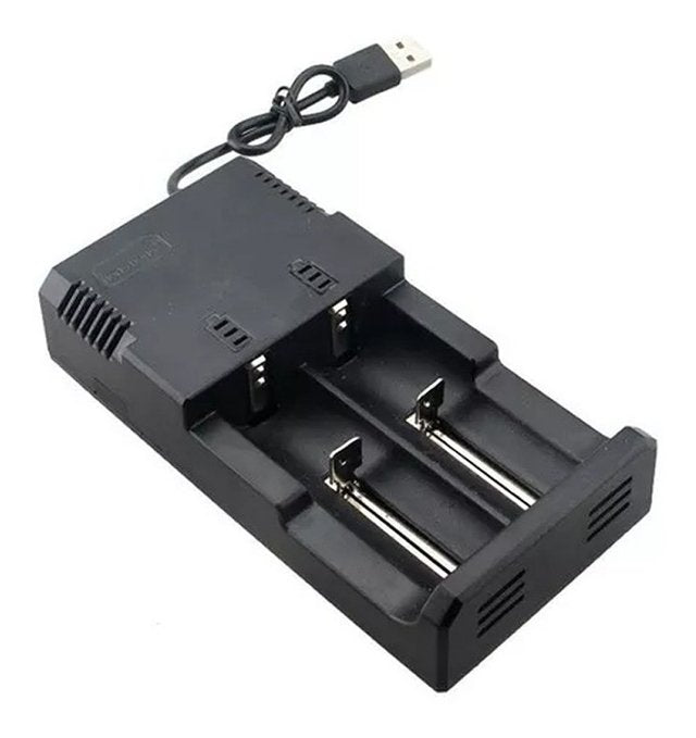 Doble Cargador Baterías 18650 - Cargador Linternas Roja